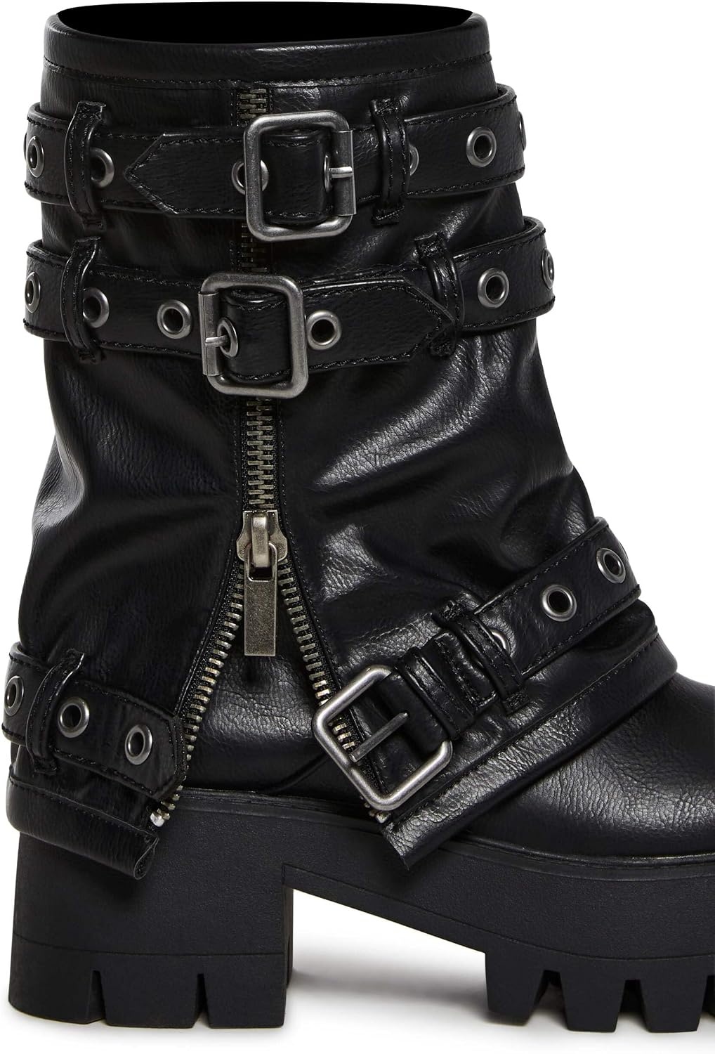 image:imageDolls Kill Warp Combat Boots by DARKER WAVS Unisex Vegan Leather Platform Boots with Buckle Straps amp ZipperBlack