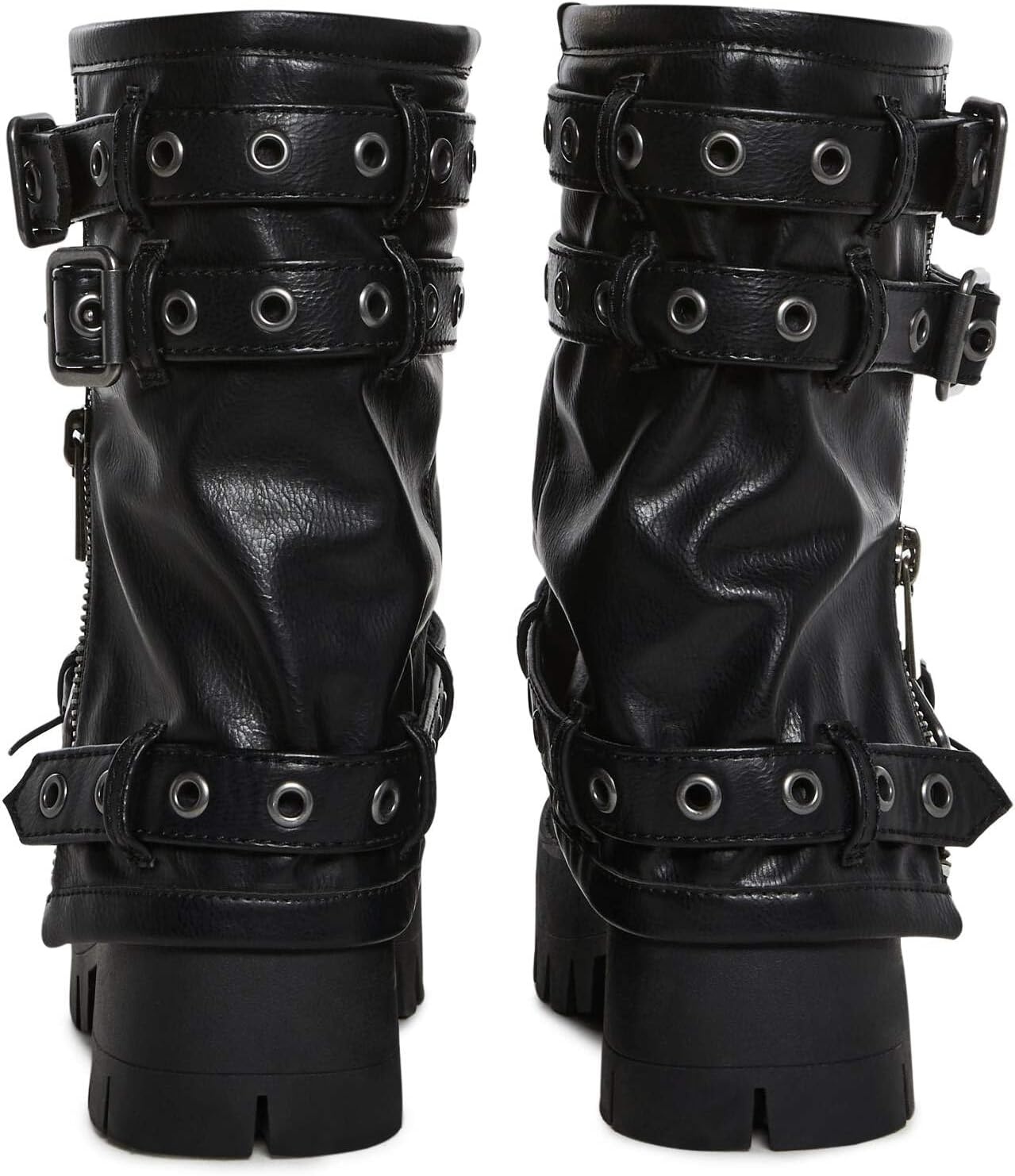 image:imageDolls Kill Warp Combat Boots by DARKER WAVS Unisex Vegan Leather Platform Boots with Buckle Straps amp ZipperBlack
