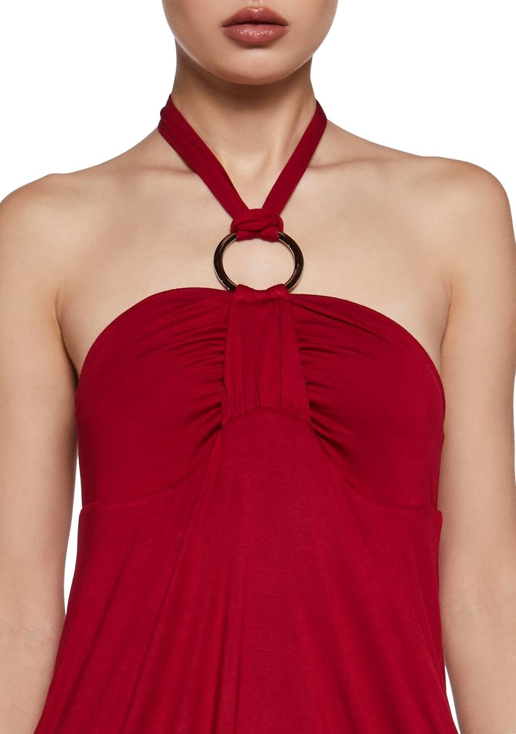 image:imageDolls Kill Y2K Bubble Mini Dress by Generation Kiss Trendy Halter Neck Dress with Ruched Bust and Bubble HemRed