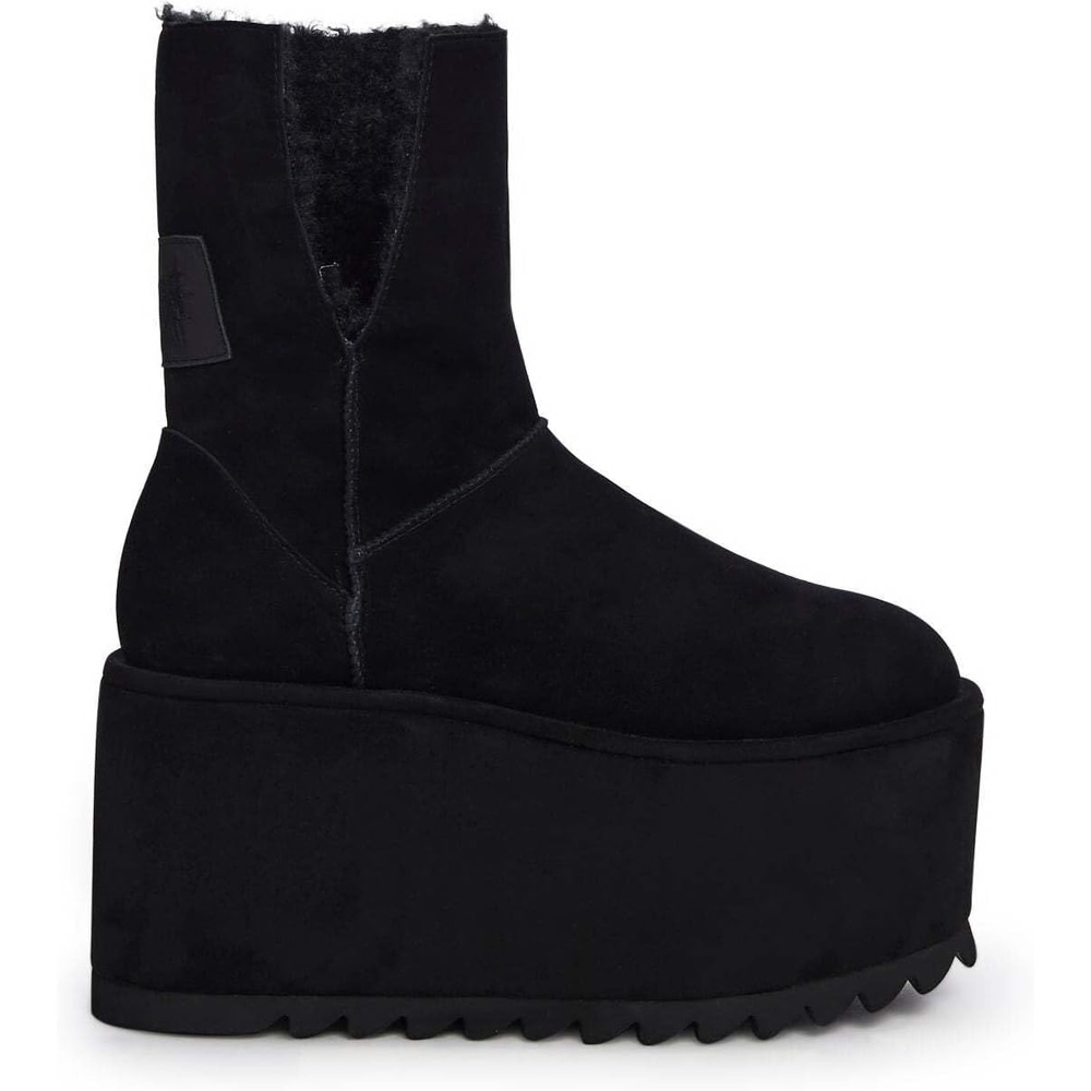 image:imageDolls Kill Atmosphere Fleece Lined Suede Platform Boots by DARKER WAVS Winter Boots with Cozy Fleece amp TreadBlack