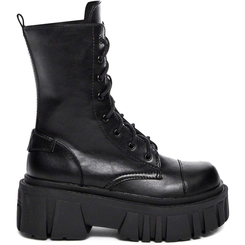 image:imageDolls Kill Everyones A Critic Combat Boots by Current Mood  Womens Vegan Leather Platform Boots with DRingsBlack