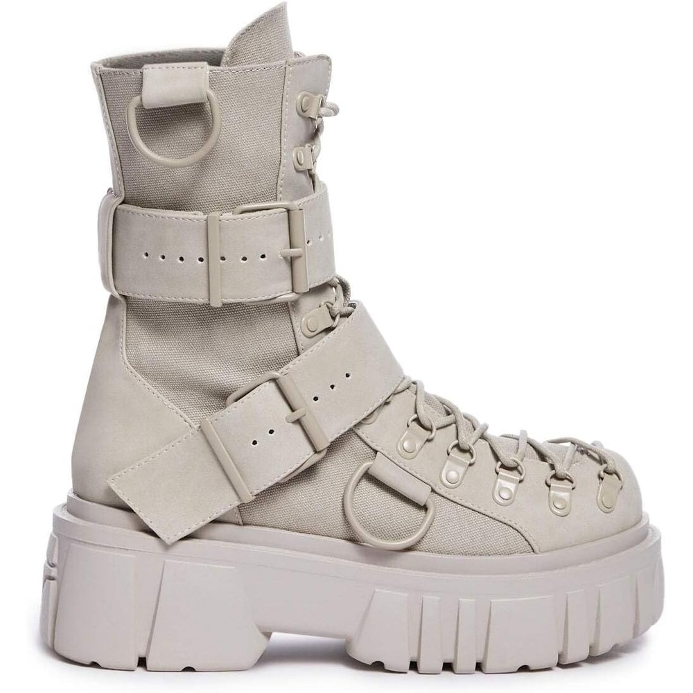 image:imageDolls Kill Low Traitor Boots by Club Exx  Chunky Vegan Leather Boots with Buckles DRings amp Side ZipperGrey