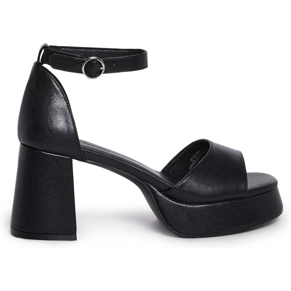 image:imageDolls Kill Soft Waltz Platform Sandals by Sugar Thrillz Vegan Leather Chunky Heel Sandals with Adjustable Ankle BucklesBlack