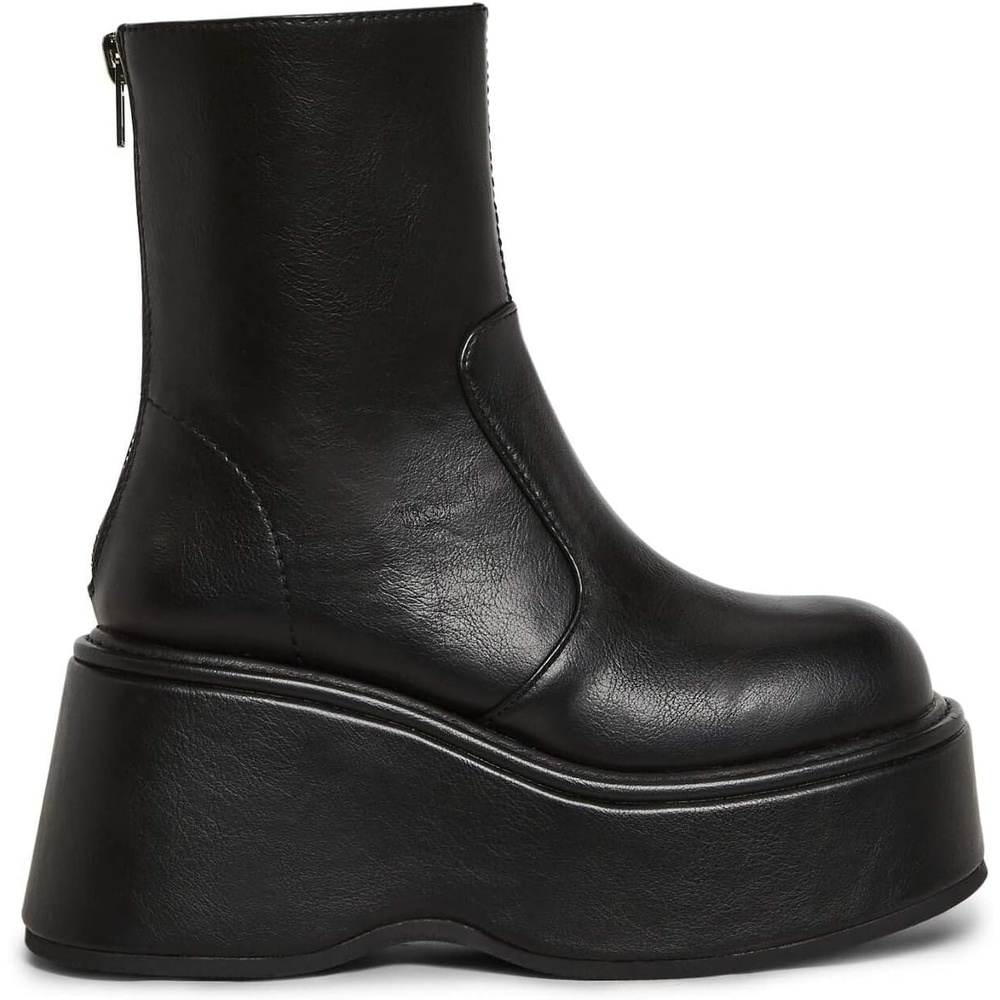 image:imageDolls Kill Truant Status Ankle Boots by Current Mood Vegan Leather Platform Boots with Back Zipper ClosureBlack