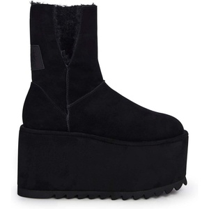 Dolls Kill Atmosphere Fleece Lined Suede Platform Boots by DARKER WAVS – Winter Boots with Cozy Fleece & Tread(Black)
