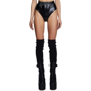 Dolls Kill Euphoric Element Metallic Bottoms by Club Exx – High-Waisted Cheeky Festival Shorts(Black)