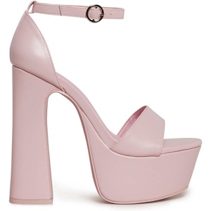Dolls Kill Holy Revelation Pure Platform Heels by Current Mood – Vegan Leather Peep Toe Heels for Bold Confidence(Pink)