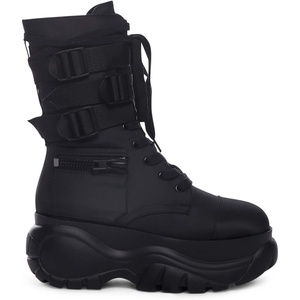 Dolls Kill Mad Hustle Pocket Combat Boots by Poster Grl – Chunky Platform Combat Boots with Zipper Pockets & Buckled Straps(Black)