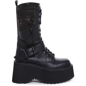 Dolls Kill Obsidian Platform Zip-Up Boots by Current Mood – Women’s Chunky Platform Lace-Up Boots(Black)