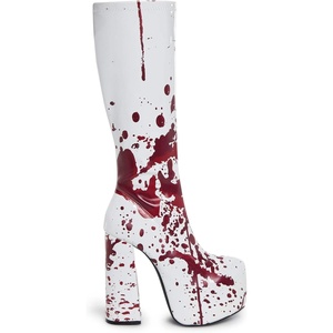 Dolls Kill Scream Queen Go-Go Boots by Trickz N’ Treatz – Knee High Platform Costume Boots(White)