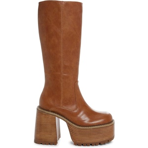 Dolls Kill Vintage Soul Knee High Boots by Delia’s – Women’s Vegan Leather Platform Boots with Block Heels(Brown)