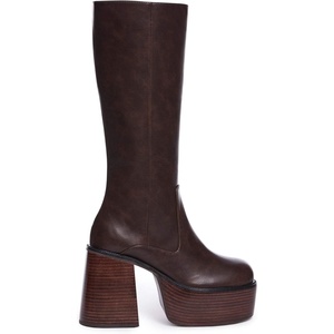 Dolls Kill Vintage Soul Knee High Boots by Delia’s – Women’s Vegan Leather Platform Boots with Block Heels(Chocolate)