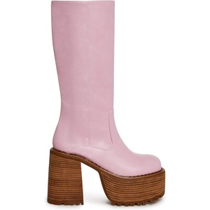 Dolls Kill Vintage Soul Knee High Boots by Delia’s – Women’s Vegan Leather Platform Boots with Block Heels(Pink)