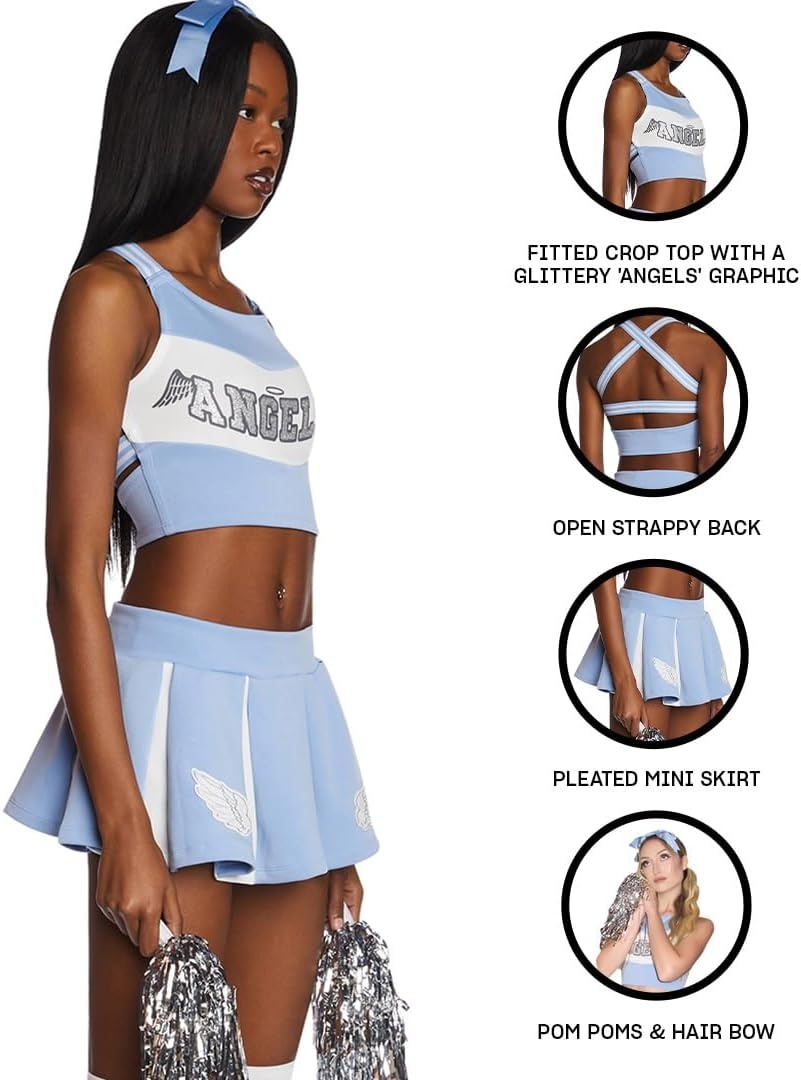 image:imageDolls Kill Angel Cheerleader Halloween Costume Heaven Outfit with Pom Poms by Trickz N Treatz
