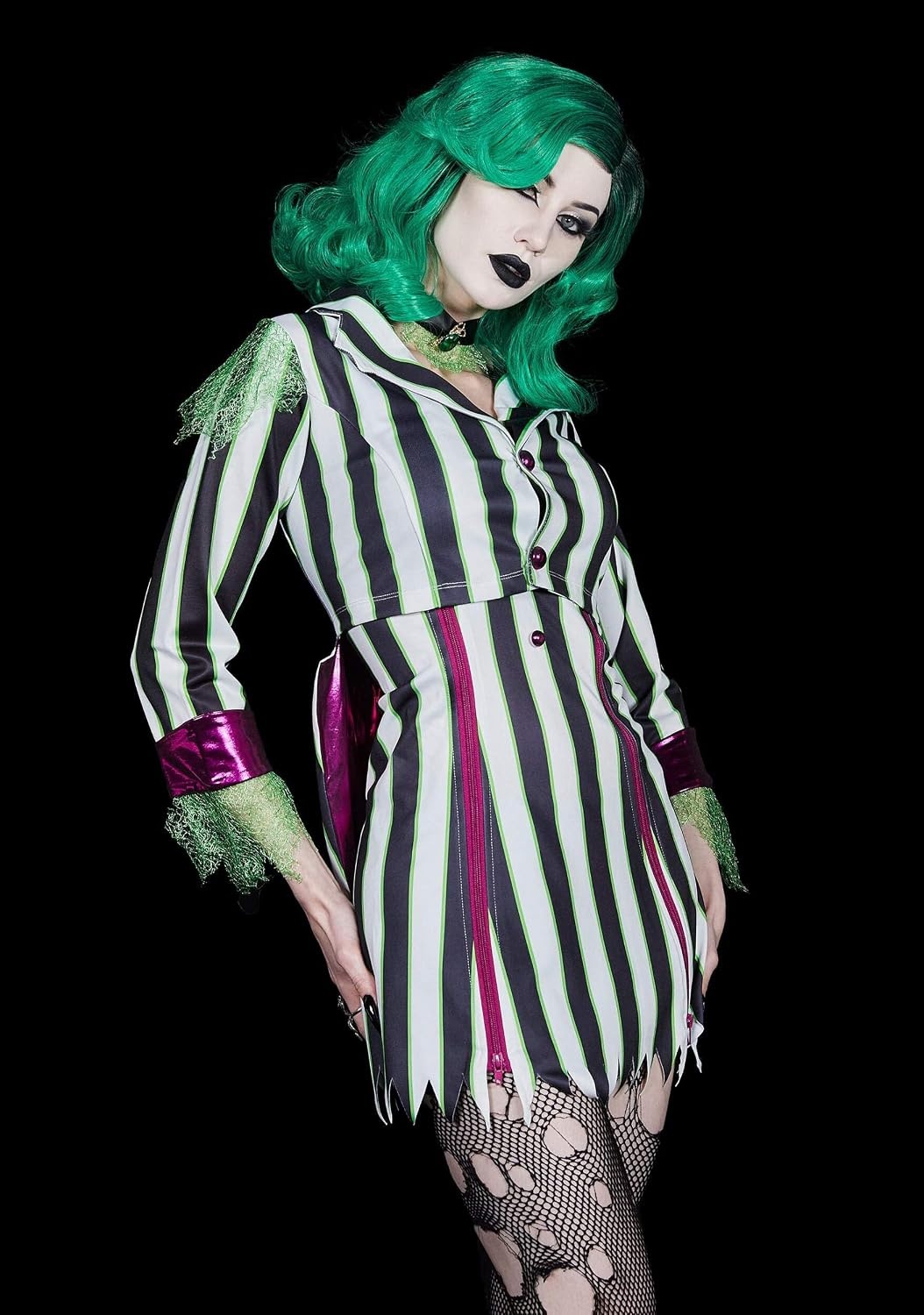 image:imageDolls Kill BetelJuice Black amp White Striped Costume Undead Ghost Outfit by Trickz N Treatz