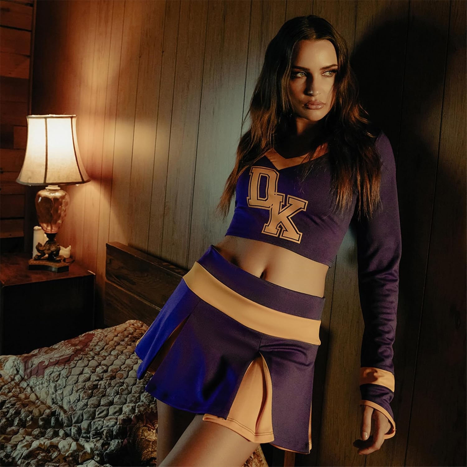 image:imageDolls Kill Bite The Boyfriend Costume by Trickz N Treatz Womens Purple amp Yellow Cheerleader Outfit with Skirt amp TopPurple