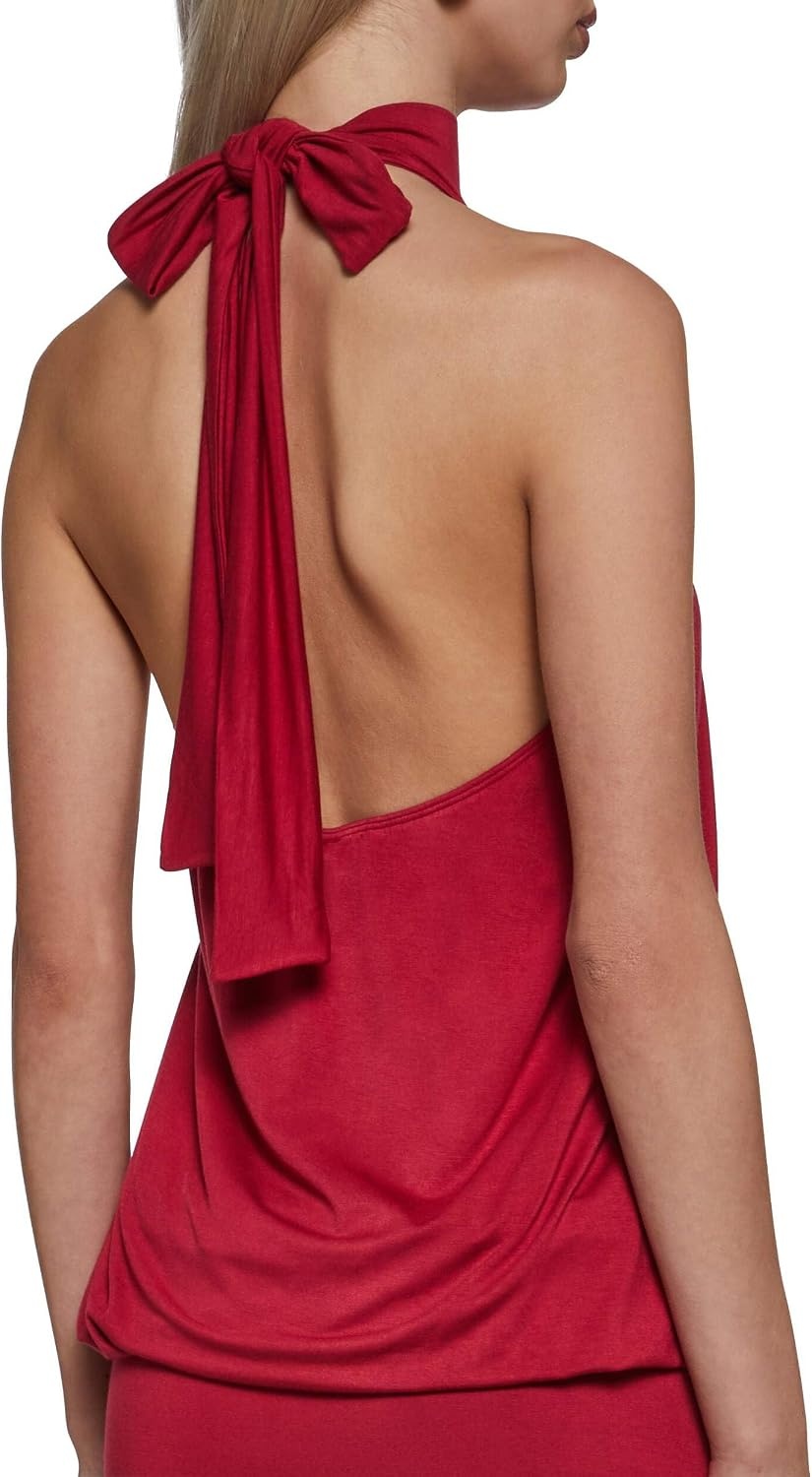 image:imageDolls Kill Club Moves Halter Dress by Current Mood Womens Sheer Mesh Mini Dress with Adjustable Back TiesRed