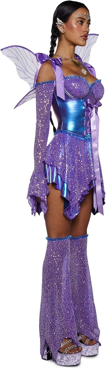 image:imageDolls Kill Cyber Fairy Costume Set by Trickz N Treatz Womens Sequin Fairy Dress with Wings and AccessoriesPurple