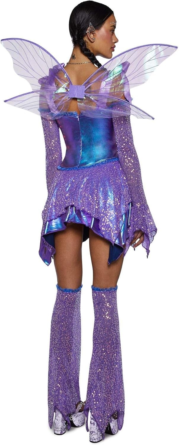 image:imageDolls Kill Cyber Fairy Costume Set by Trickz N Treatz Womens Sequin Fairy Dress with Wings and AccessoriesPurple