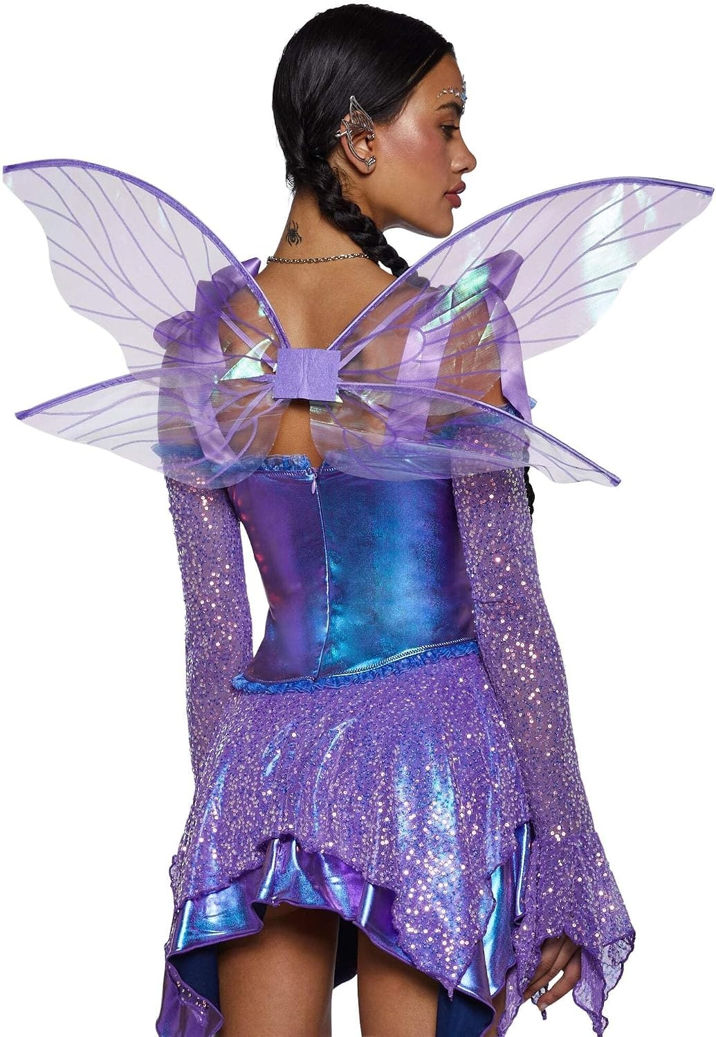 image:imageDolls Kill Cyber Fairy Costume Set by Trickz N Treatz Womens Sequin Fairy Dress with Wings and AccessoriesPurple
