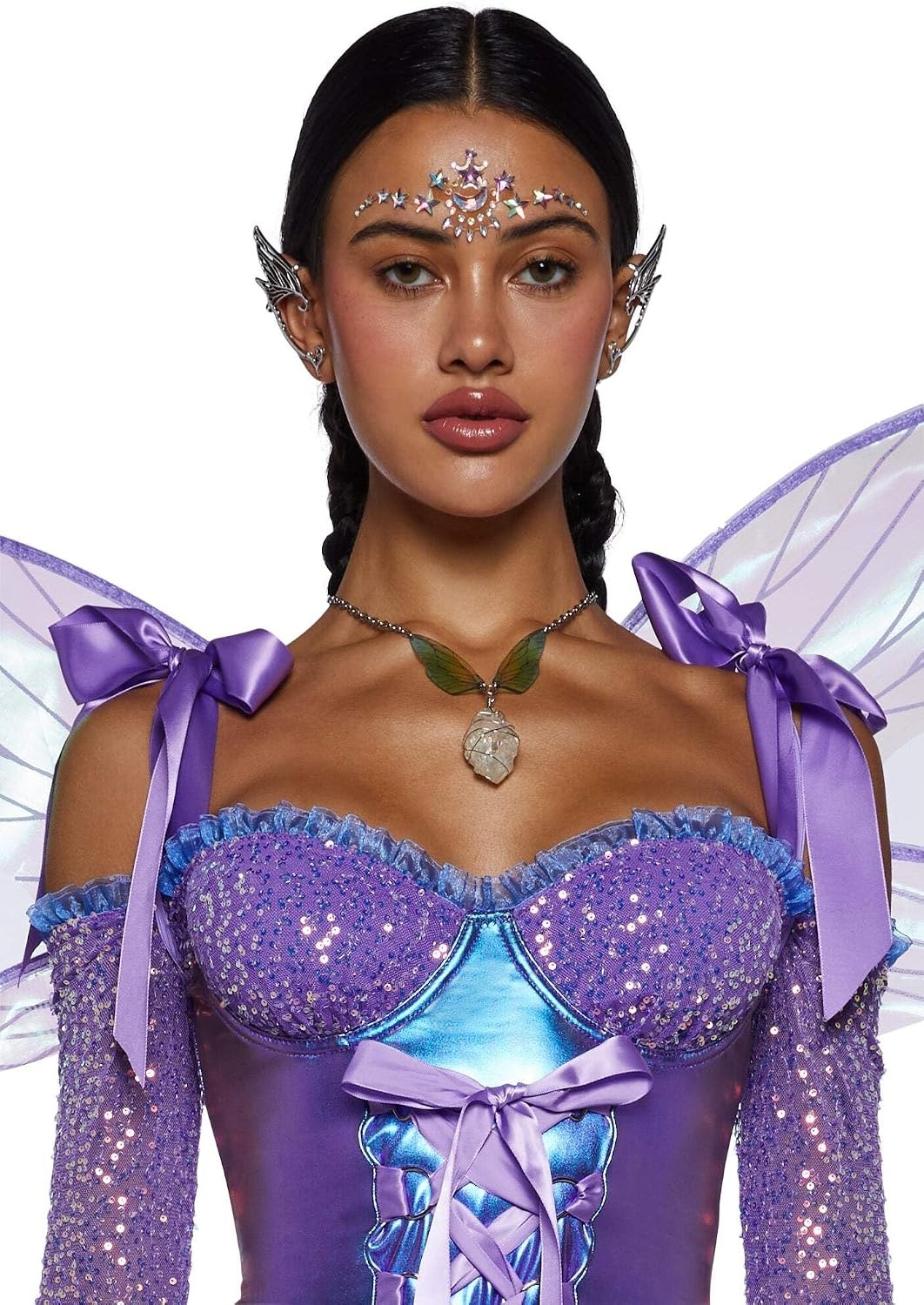 image:imageDolls Kill Cyber Fairy Costume Set by Trickz N Treatz Womens Sequin Fairy Dress with Wings and AccessoriesPurple