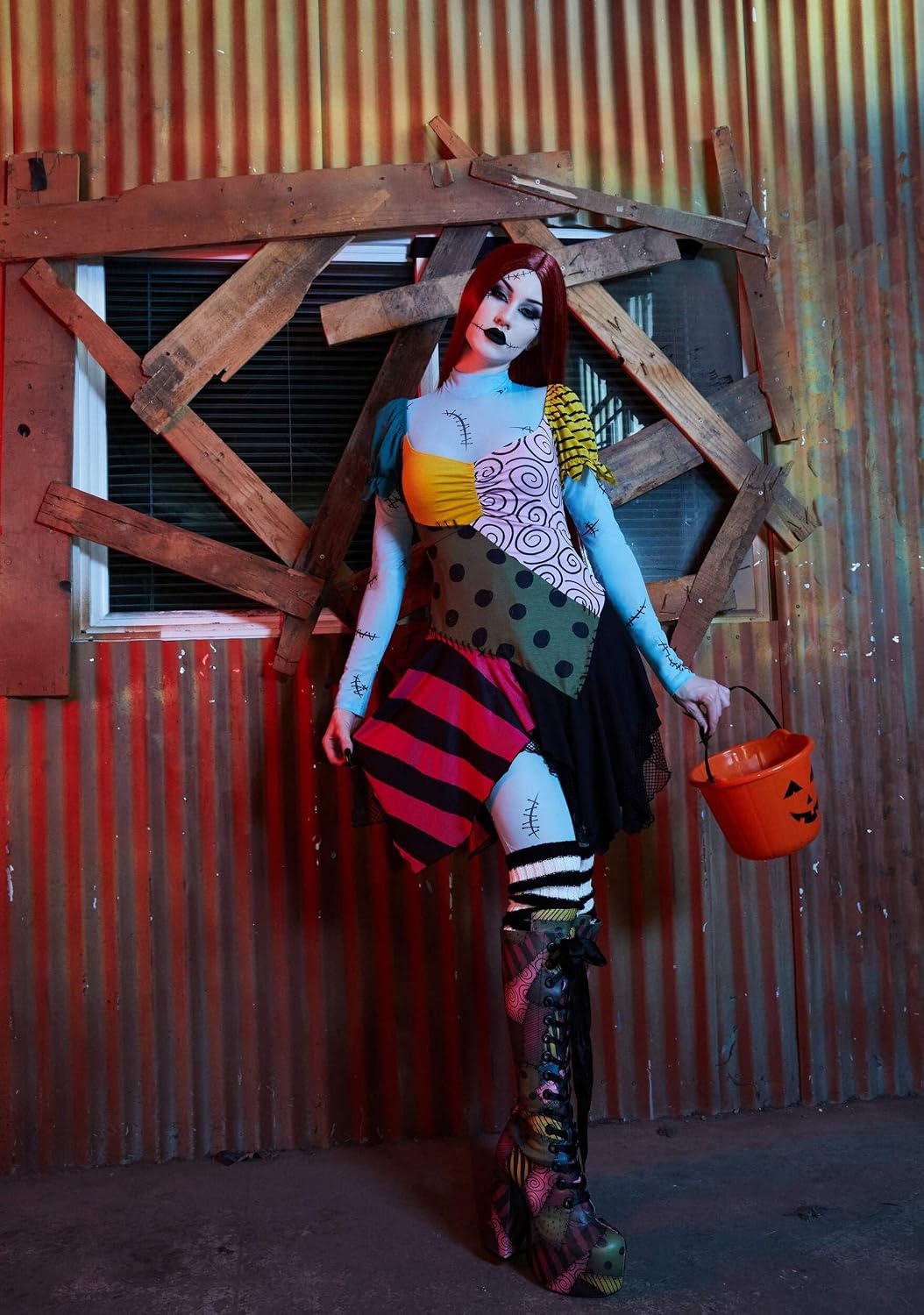 image:imageDolls Kill Nightmare Sally Rag Doll Costume Halloween Colorblock Outfit by Trickz N TreatzBlack