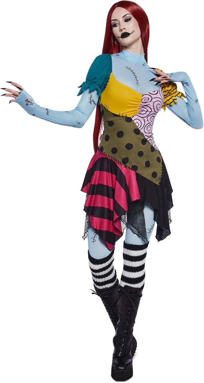image:imageDolls Kill Nightmare Sally Rag Doll Costume Halloween Colorblock Outfit by Trickz N TreatzBlack