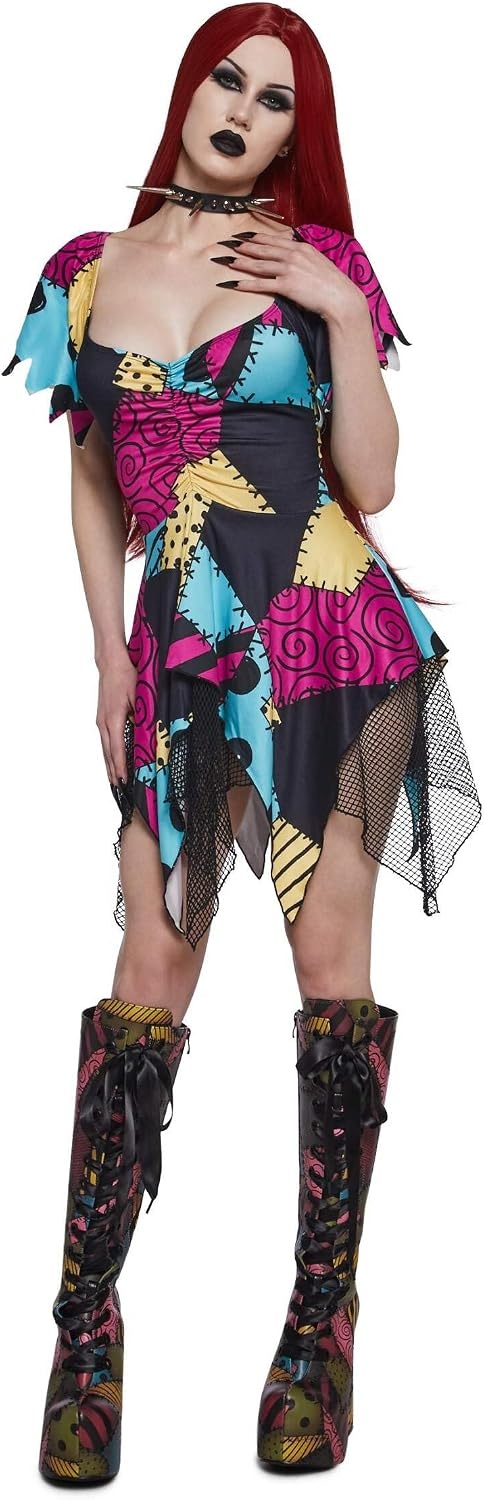 image:imageDolls Kill Nightmare Sally Rag Doll Costume Dress Halloween Colorblock Dress by Trickz N TreatzMulti