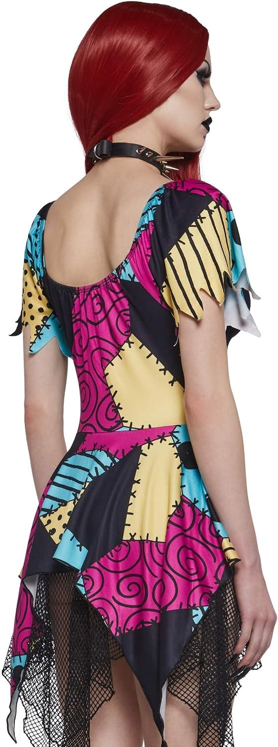 image:imageDolls Kill Nightmare Sally Rag Doll Costume Dress Halloween Colorblock Dress by Trickz N TreatzMulti