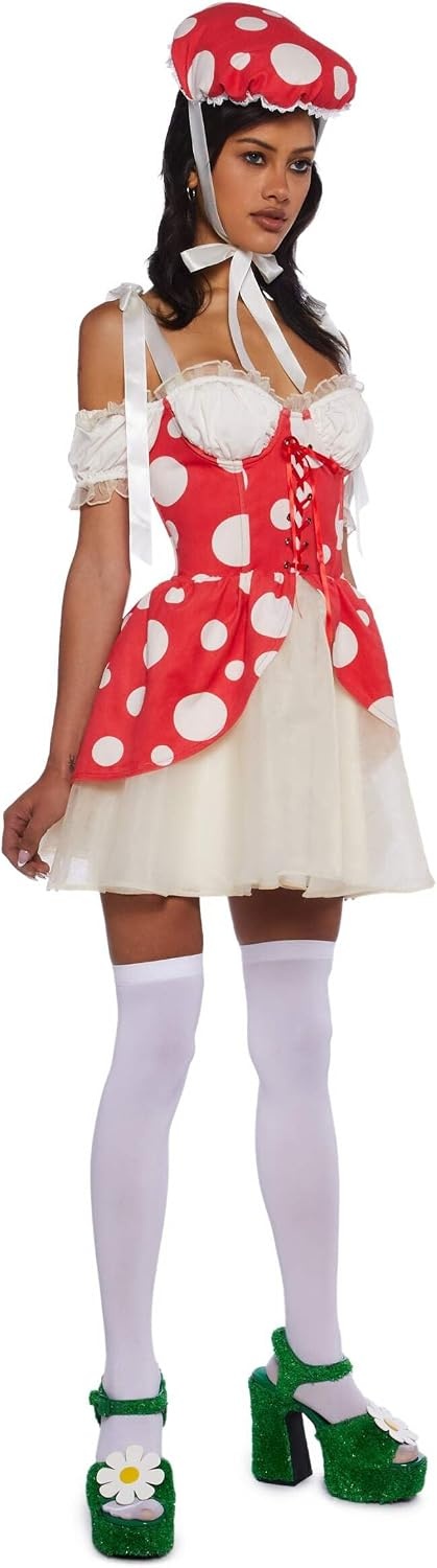image:imageDolls Kill Princess Toad Costume for Women Mushroom Kingdom Mini Dress by Trickz N Treatz