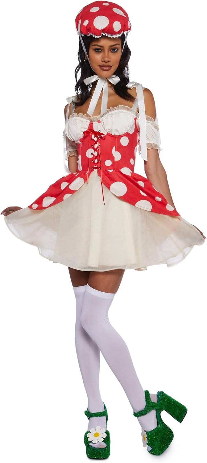 image:imageDolls Kill Princess Toad Costume for Women Mushroom Kingdom Mini Dress by Trickz N Treatz