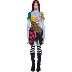 Dolls Kill Nightmare Sally Rag Doll Costume – Halloween Colorblock Outfit by Trickz N’ Treatz(Black)